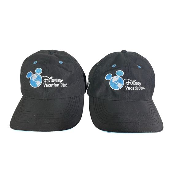 Disney Vacation‎ Club Member Hats Lot of 2 Black Adjustable Embroidered Mickey - Picture 1 of 10